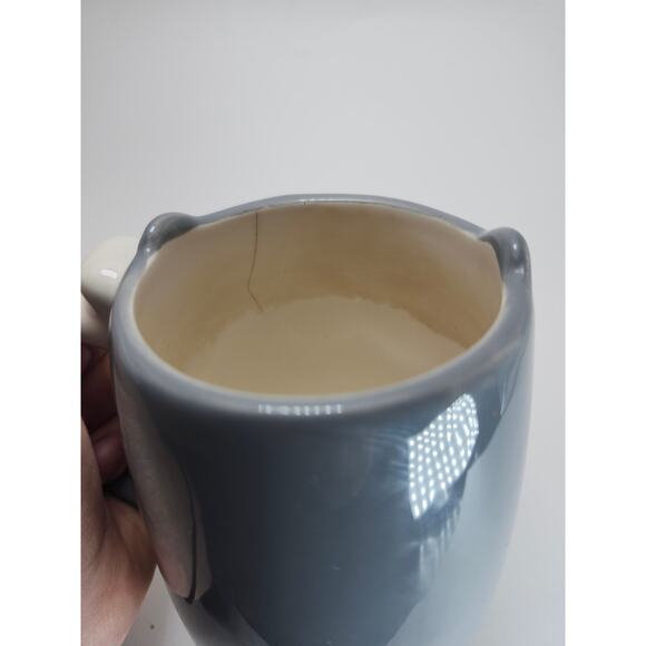 TAG 3D Cat Face Gray Ceramic Mug Cute Whiskers Ears Paws Coffee Cup Display - Picture 9 of 10